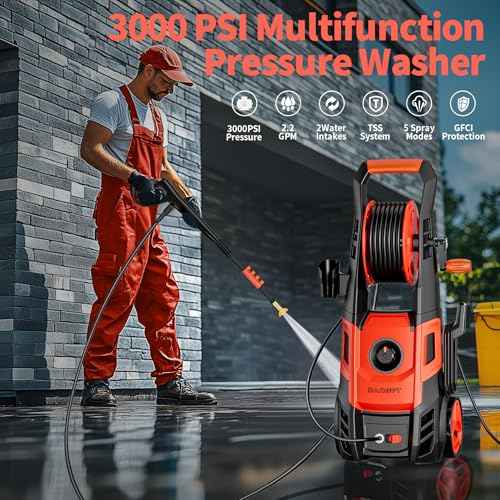 Pressure Washer, Max 2.4 GPM with Foam Cannon & 4 Nozzle Tips, Power Washer for Cars, Fences, Driveways, Home, Patios - Powerful Power Washers Electric Powered
