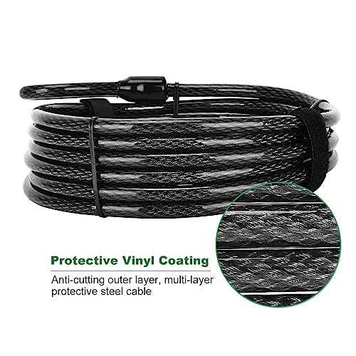 15 ft x 1/2" Heavy Duty Cut-Proof Security Cable | Flexible Vinyl-Coated Braided Steel with Looped Ends | Weatherproof Anti-Theft Locking Cable for Bikes, Gates, Kayaking & Outdoor Equipment