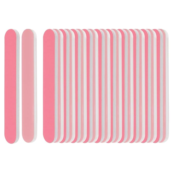 ForPro Professional Collection Mini Foam Board, Double-Sided Nail File, 280/400 Grit, 3.5” L x .5” W, Pink, 50-Count