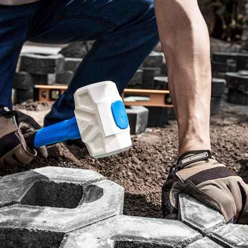 Real Steel Rubber Mallet Hammer 32 OZ White Rubber Hammer with Solid Head, Double-faced Mallets for Flooring, Woodworking, Camping, Automotive 0323