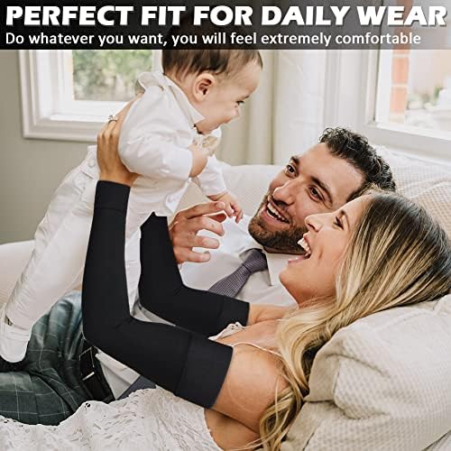 Ailaka Medical Compression Arm Sleeves for Men Women - 20-30 mmHg Lymphedema Compression Sleeves Support for Arms Pain
