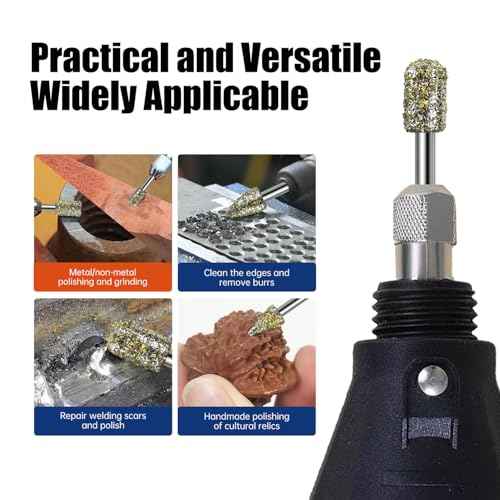 20Pcs 46-Grit Diamond Grinder Bits for Dremel Tool Accessories, 1/8" Shank, Rotary Tool Bits for Stone Glass Resin Porcelain Ceramic Dog Nail Glaze Metal Carve Engrave Polish