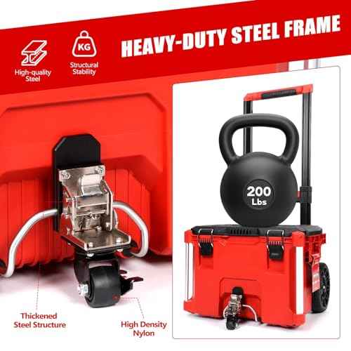 Upgraded Packout Caster Wheel Kit, Steel Construction Front Wheel with Brake for Milwaukee Packout Rolling Toolbox, 200 Lbs Capacity