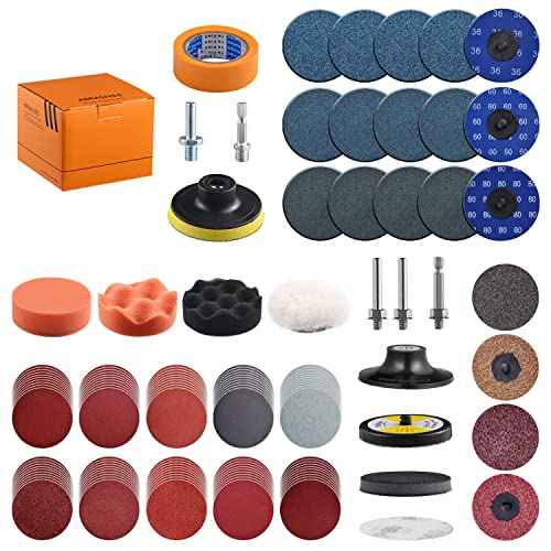 133 Pack 3 Inch Sanding Discs for Drill Polishing Die Grinder Attachment Variety Kit with 5/16" and 1/4" Shanks Sanding Pads Includes 36-3000 Grit