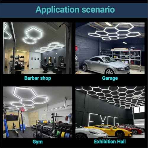LED Hexagon Garage Light: 5 Honeycomb 24 Packs 6500K 21120LM Super Bright Car Detailing Garage Ceiling LED Shop Light for Warehouse Workshop Gym Basement Car Care Wash Room Hex Lights