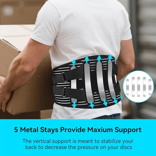 Back Brace for Lower Back Pain Women Men, Adjustable Lumbar Support Brace with Bionic Support System, Breathable Lower Back Brace for Work, Herniated Disc, Sciatica, Scoliosis (Large)