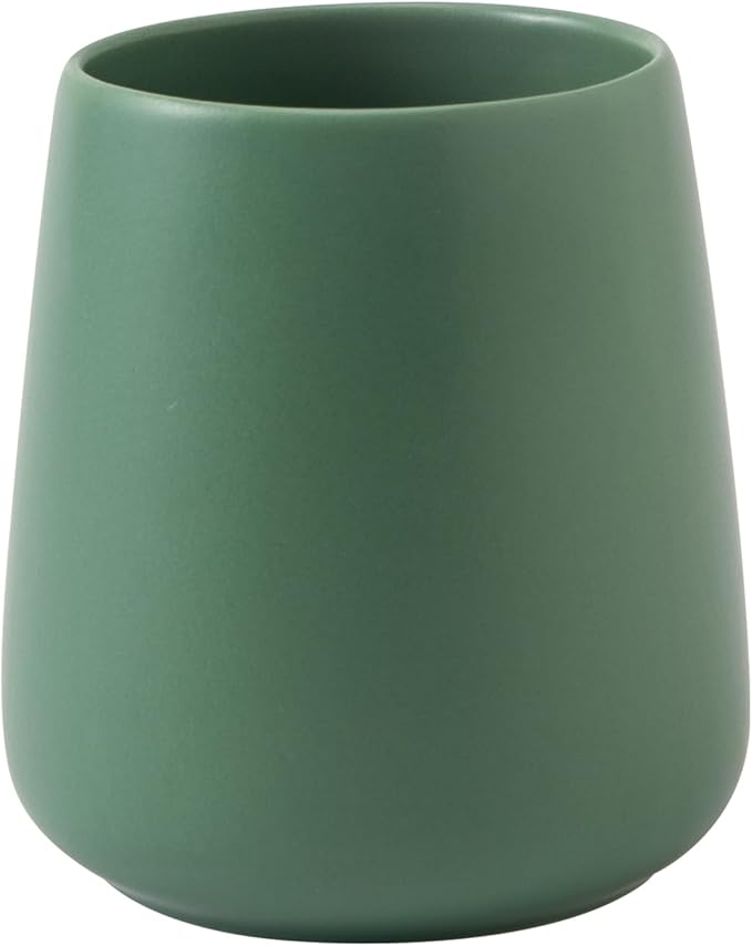 Green Toothbrush Holder for Bathroom - Ceramic Tooth Brushing Holders, Toothbrush Cup, Toothpaste Organizer for Bathroom Countertop, Makeup Brush Holder, Pen Holder for Home Desktop Storage