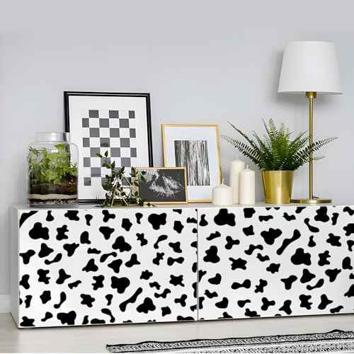 300 Pcs Black Vinyl Cow Print Wall Decals, Peel and Stick Modern Cow Spot Stickers, for Nursery, Classroom, Farmhouse Wall, Furniture, Mugs Decal
