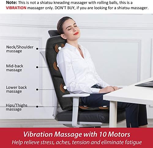 COMFIER Vibration Back Massager Seat Cushion with Heat,Father Day Dad Gifts for Men,10 Motors Massage Chair Pad,Chair Massager for Pain Relief at Office/Home