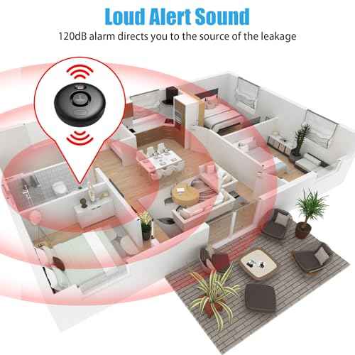 5 Pack Black Water Leak Alarm Detector, 120dB Loud Alert Water Sensor, IP66 Waterproof, Sensitive Leak and Drip Alert, Easy Installation for Home, Basement Flood Prevention, Bathroom, Sink, Laundry