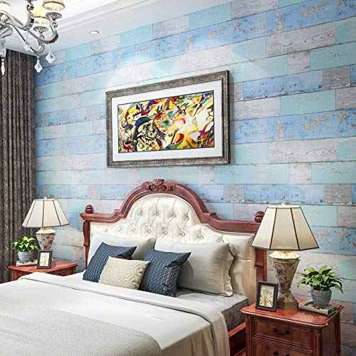 Art3d 17.7"x78.7" Peel and Stick Wallpaper - Decorative Self Adhesive Vinyl Film Wood Grain Wallpaper for Furniture Cabinet Countertop Shelf Paper, Blue Distressed Wood