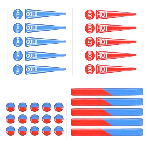 40 Pcs Hot and Cold Stickers, Waterproof Faucet Stickers Hot and Cold Water Indicator, Self-Adhesive Faucet Labels for Kitchen Bathroom Shower Panel Faucets