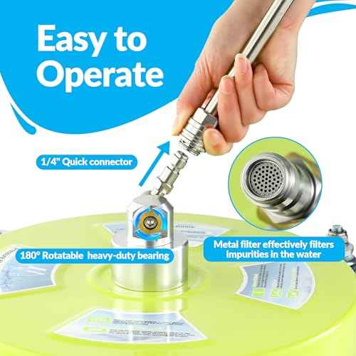 M MINGLE 14'' Pressure Washer Surface Cleaner, Stainless Steel Pressure Washer Attachments with 4 Wheels for Driveway and Concrete Cleaning, 1/4" Quick Connect, 2 Extension Wands, 4000 PSI