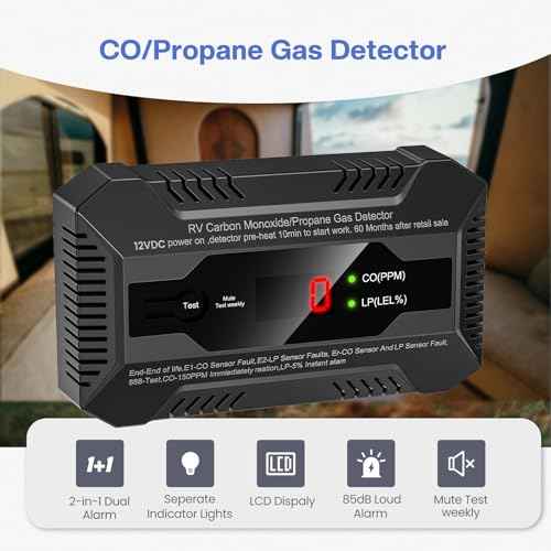 Dual CO/LP Alarm with Bracket - RV Carbon Monoxide and Propane Detector for Travel Trailer and Camper, Separated LED Indicator for Propane and CO, 85dB Loud Alarm - 12V DC RV Propane Gas Detector