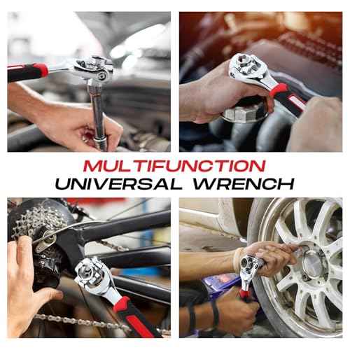 Lasnten 2 Pcs Universal Socket Wrench Including 52 In1 and 48 In1 Dog Bone Wrench Multifunction Tool with 360 degree Rotating Head Adjustable Spanner Tool for Home Bicycle and Car Repair