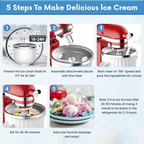 Cofun Ice Cream Maker Attachment for KitchenAid Stand Mixers | 2 Quart Ice Cream Bowl Compatible with 4.5Qt & Larger Mixers | Sorbet & Gelato Maker Accessory, White