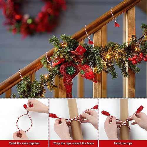 LOKIPA 12PCS Christmas Garland Ties, Reusable and Flexible Twist Ties for Banister Home Decoration