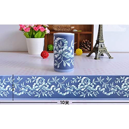 UPREDO Royal Blue Floral Wall Border Peel and Stick Ceiling Border Wallpaper Vinyl Waterproof Decoration Decal Sticker,4.2inch by 390inch