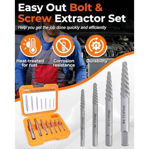 Screw Extractor Set, 7PCS Easy Out Screw Extractor Set, Stripped Screw Extractor for Removing Damaged Screws, Broken Bolts, Studs