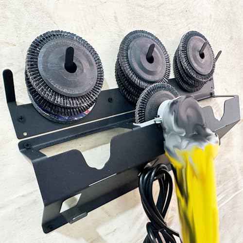 Updated Angle Grinder Holder, 3 Bay Angle Grinder Holder with Discs Hook Rack, Grinder Rack for Garage, Workshop, or Tool Trailer