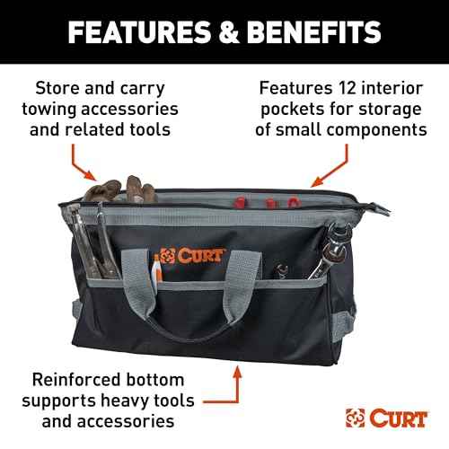 CURT 70004 Towing Accessories Storage Tool Bag, 14 Pockets, Reinforced Webbing