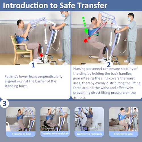 Sit to Stand Lift Patient Aid Padded Sling and Stand Assist with Back Support,Patient Lift Sling Works with Most Mobility Aids & Equipment (Medium)