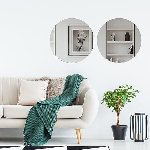 Fantasyon Acrylic Round Mirrors Self Adhesive Non Glass Mirror Circle Wall Mirror Clear Wall Sticker Decals for Wedding Table Centerpiece and Home Living Room Bedroom Wall Decor (6 inch/10 pcs)
