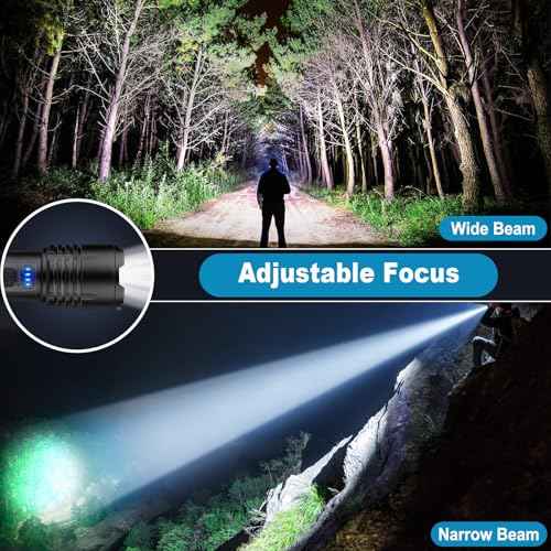 KINGCAESAR 3 Pack Rechargeable Flashlights 90,000 High Lumens, Super Bright LED Flash Light with 3 Light Modes, High Power Flashlight with Charging Cables, IPX7 Waterproof for Camping, Outdoor, Home