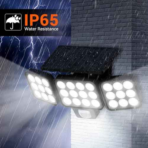 Solar Flood Light Outdoor 4 Pack, 3500LM Super Bright Motion Sensor Outdoor Lights, Solar Lights Outdoors Waterproof, Upgrade Glass Panel, 270¡Æ Wide Angle LED Security Spot Light for Outside Yard