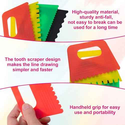 8pcs Paint Scraper Kits, 4 Styles Plastic Scraping Tools for Oil Painting, Reusable Texture Art Painting Supplies for Drawing, DIY Crafting - 4 Colors