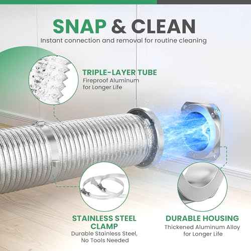 Magnetic Dryer Vent Connector Kit DV180, 4 Inch Dryer Vent Hose with Magnetic Coupling & Aluminum Duct, Leak-Resistant, Heat-Resistant, Flexible, Easy to Install and Clean, for Most Dryer