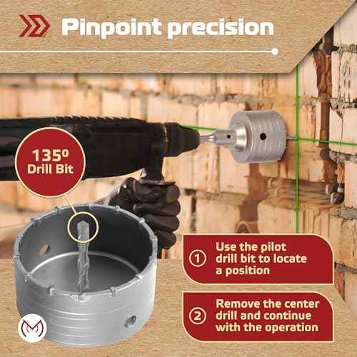 17PCS Concrete Hole Saw Kit with 2 Drill Bits, SDS Plus & Max Shank, Masonry Hole Saw Kit Size 30-110MM, Brick, Cement, Block, Concrete Drilling