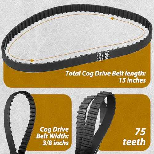HASMX Cog Drive Belt Replacement Drive Belt for Disc Sander Ryobi Models BD4601, BD4600, BD4601G Replaces Part Number BD46075 (2-Pack)