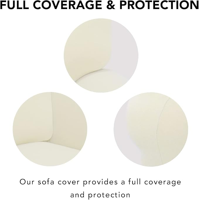 PureFit Super Stretch Sofa Slipcover – Spandex Non Slip Soft Couch Sofa Cover, Washable Furniture Protector with Non Skid Foam and Elastic Bottom for Kids, Pets （Sofa, Ivory）