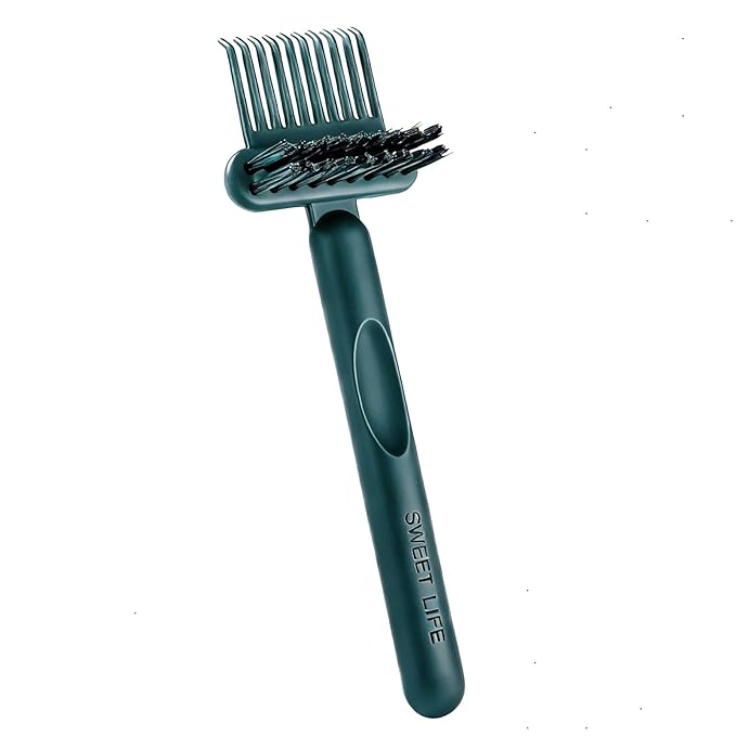 Hair Brush Comb Cleaning Tool Comb,2-in-1 Hair Brush Cleaner Tool, Portable Remover Rake for Removing Hair Dust, Home and Salon Use (Dark Green)