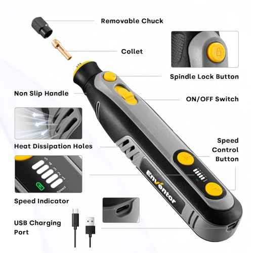 Enventor Cordless Rotary Tool, 8V Power Rotary Tool Kit with 123pcs Accessories, 5-Speed 30000RPM, USB Charging, Multi-Purpose Mini Rotary Tool for Sanding, Polishing, Engraving, Drilling, DIY Crafts