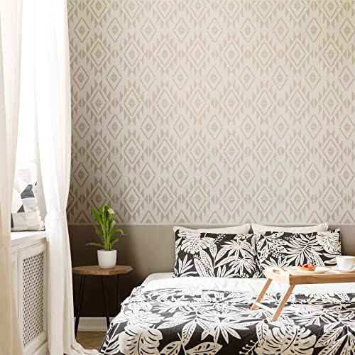 8 Pieces 12 x 12 Inch Herringbone Geometric Wall Stencil Modern Pattern Wall Decor Reusable Film Decorative for Painting, Stencils for Walls (Chic Style)