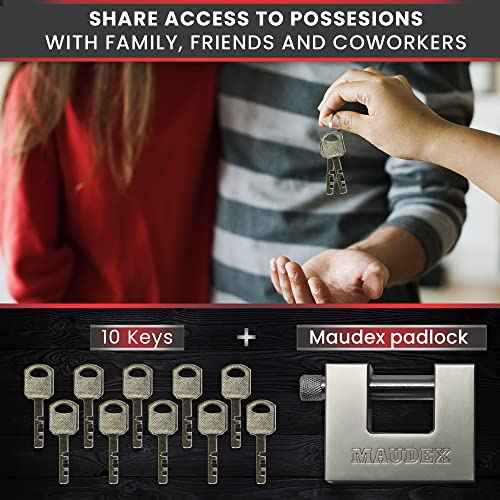 Maudex¢ç MDP/70 Heavy Duty Lock with 0.59¡± Shackle Clearance & 0.47¡± Thick Bolt [Nickel Plated Finish] - [Anti Pick, Anti Drill Cylinder] - Ideal Lock for Storage Units with 10 Keys