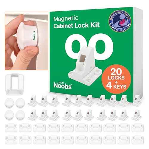 Easy Installation Magnetic Child Safety Cabinet Locks by LoveNoobs¢â, 20 Locks + 4 Keys, Keep Your Little Ones Safe with Easy-to-Install, Secure Baby Proofing for Cabinets and Drawers