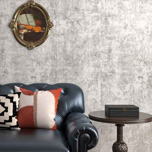 Livelynine Limewash Concrete Wallpaper Peel and Stick Cement Wall Paper for Bedroom Dorm Room Light Grey Vinyl Wrap Concrete Contact Paper for Kitchen Countertops Waterproof Durable 15.8x78.8 Inch