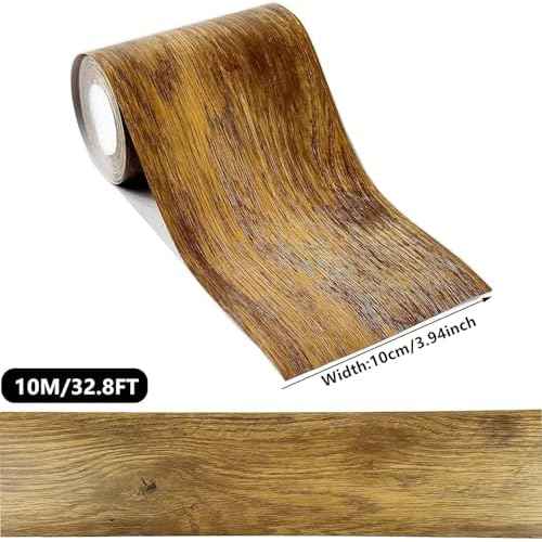 32.8Ft Brown Border Peel &Stick Wood Grain Wallpaper Border Removable Waterproof Bathroom Mirror Frame Sticker (Brown)