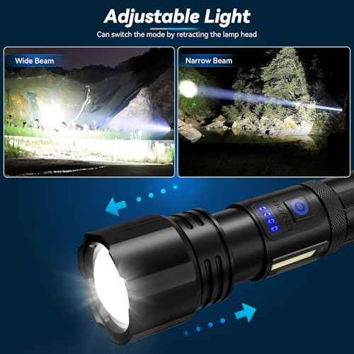 Flashlight Rechargeable Flashlights High Lumens, 99,000 LM Bright LED Flashlight Powered Flash Light, USB Rechargeable Flashlights & Waterproof Handheld Flash lights for Home Camping Hiking(2 Pack)