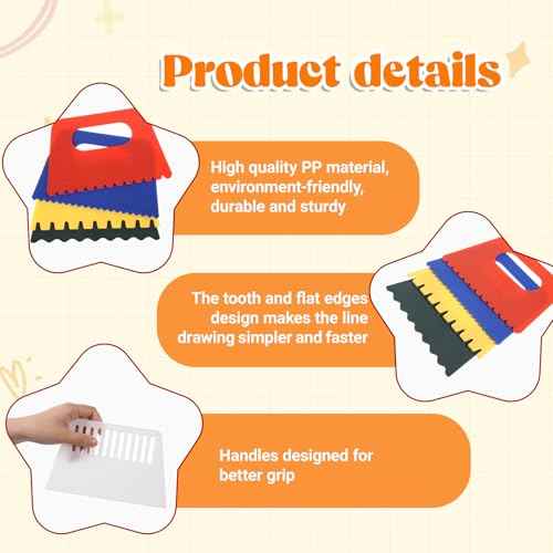 5 PCS Textured Art Tools, Plastic Paint Putty Scraper, Textured Art Supplies Scrapers, Texture Tool for DIY Graffiti Oil Painting, Drawing Plaster Texture Tools