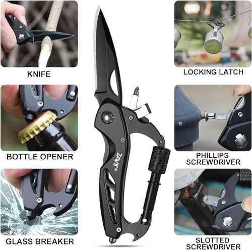 Gifts for Men, Multitool Carabiner with Pocket Knife Men Valentines Day, Mens Stocking Stuffers for Christmas, Stocking Stuffers for Dad Gifts from Daughter Son, Birthday Tools Gadgets for Him Husband
