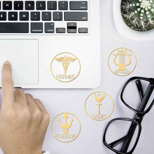OLYCRAFT 13pcs 1.6x1.6 Inch Greek Gods Symbol Stickers - Gold Metal Stickers for Scrapbooks, DIY Resin Crafts, Phone & Water Bottle Decor