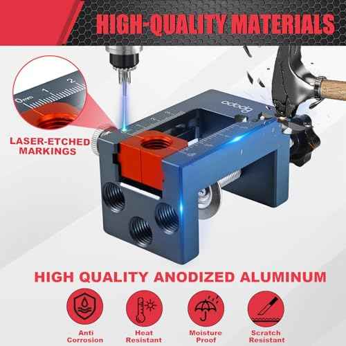 Self-Centering Doweling Jig Kit for Woodworking ? Adjustable Width Dowel Jig for Straight Holes with 3 Drill Guide Bushings & 3 Drill Bits (1/4'',3/8'',5/16'')£¬Woodworking Joints Tools