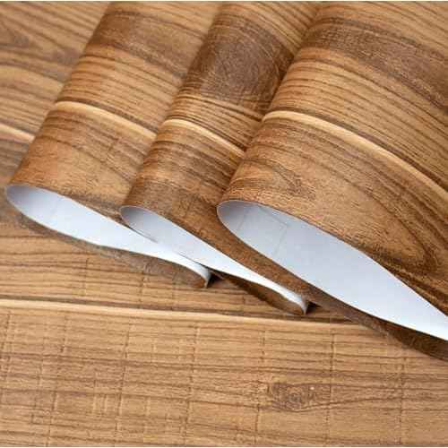 Hopeak Faux Wood Wallpaper Peel and Stick Self-Adhesive Vinyl Decorative Wallpaper Removable 17.5 x 118 Inches Dark Brown