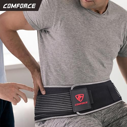 Sacroiliac Hip Belt, Dual Adjustable Compression with Ice Pack, Relief for Lower Back, Pelvic Stabilization, Postpartum Recovery & Lumbar Support - L(fits waist circumference: 38-46 inches)