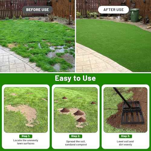 Lawn Leveling Rake 34"x9.5",Lawn Leveling Tool with 68" Long Adjustable Stainless Steel Handle for Leveling Soil,Grass,Sand or Dirt,Heavy Duty Lawn Leveler for Backyard,Garden,Golf Course,Farm,Pasture