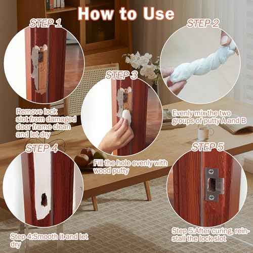 SEISSO Wood Filler, A/B Epoxy Wood Putty for Door Frame Repair, Quickly Repair for any Defective Wooden Furniture - Wodd Cracks, Holes, Gouges, Paintable & Stainable (200g/7.05 Oz)